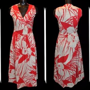 Norman Shirt makers Vintage 1950s Red & White Floral Casual Sun Dress sz 6